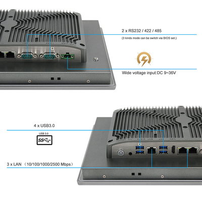 12e Gen J6412 Fanless Industriële PC 13.3 &quot;Hoge Resolutie 1920*1080 TPM2.0 IP65 Waterdicht