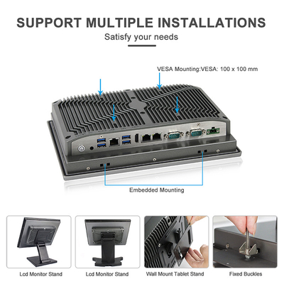 IP66 waterdichte pc met aanraakscherm Windows 11 Pro industriële ingebedde pc met TPM 2.0