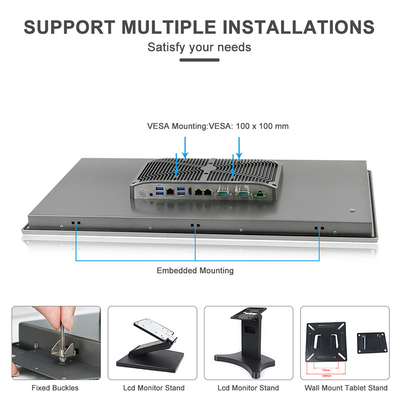J6412 Vierlingkern Fanless Industriële Computer Ingebedde HMI allen in Één Dubbele Giga-Lan