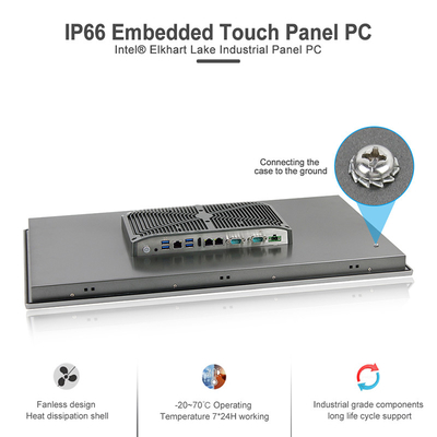 J6412 Vierlingkern Fanless Industriële Computer Ingebedde HMI allen in Één Dubbele Giga-Lan
