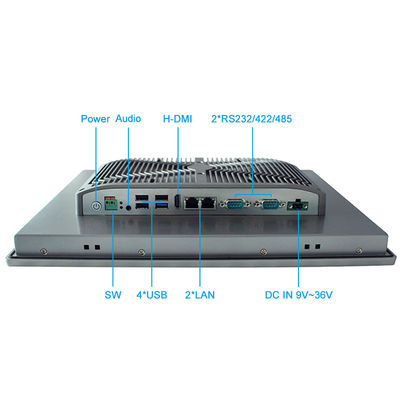 IP65 ingebedde Roestvrij staalcomité PC 15 Duim J1900 4G RAM 64GB SSD TPM 2,0