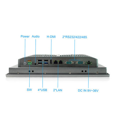 TPM2.0 12 Duim Industrieel Comité zet PC, 9V-36V gelijkstroom 1280 op X 800 Fanless Industriële Computer