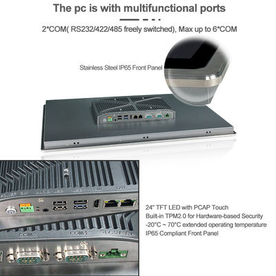 Geruisloze HMI het Comité van 250cd/m2 SUS304 PC PCAP met Dubbele RJ45 24in